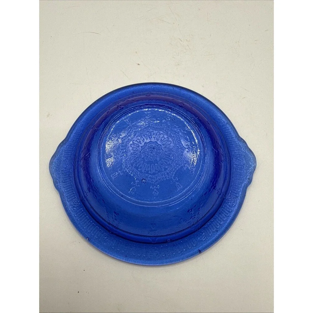 VINTAGE COBALT BLUE DEPRESSION GLASS 3.25 INCH DISH GENTLY USED